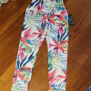 New! Evolution and Creation Tropical Print High Waisted Leggings